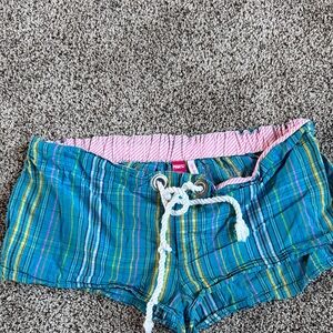 PINK Victoria's Secret Blue Plaid Vintage Sleep Shorts